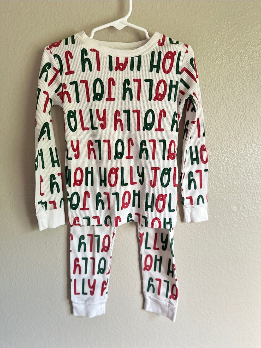 Carter’s size 5T toddler “holly jolly” print waffleknit 2 piece pj set